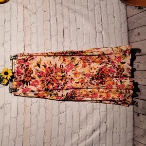 Lynn Ritchie Silver maxi skirt fully lined muli-color floral Sz M